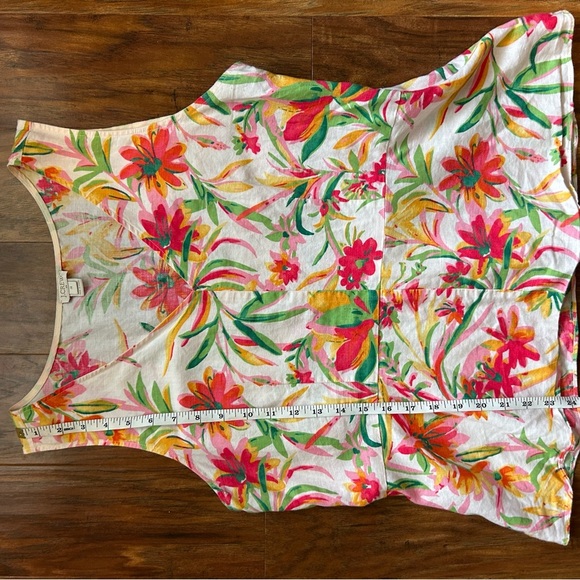 J. Crew Sleeveless Floral Linen Blend Peplum Fitted Top - Picture 8 of 10